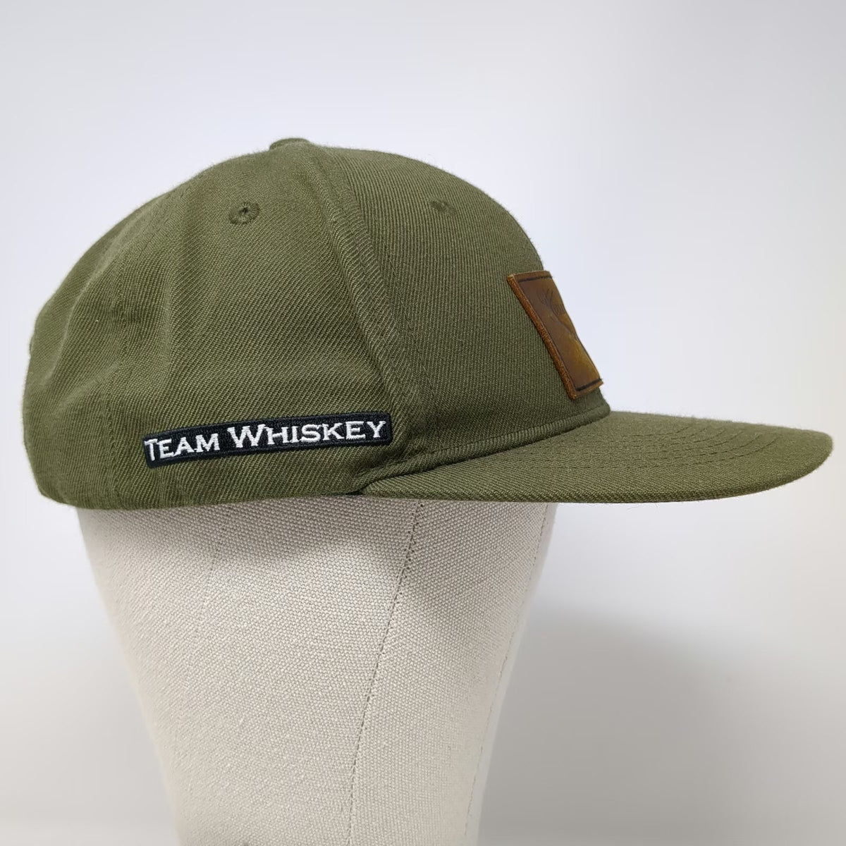 Team Whiskey Snapback Hat Green One Size Leather Patch Elk Skull Moose Underbill