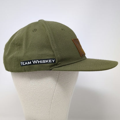 Team Whiskey Snapback Hat Green One Size Leather Patch Elk Skull Moose Underbill
