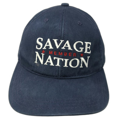 Savage Nation Member Blue Baseball Cap One Size Leather Strap Made in USA Hat