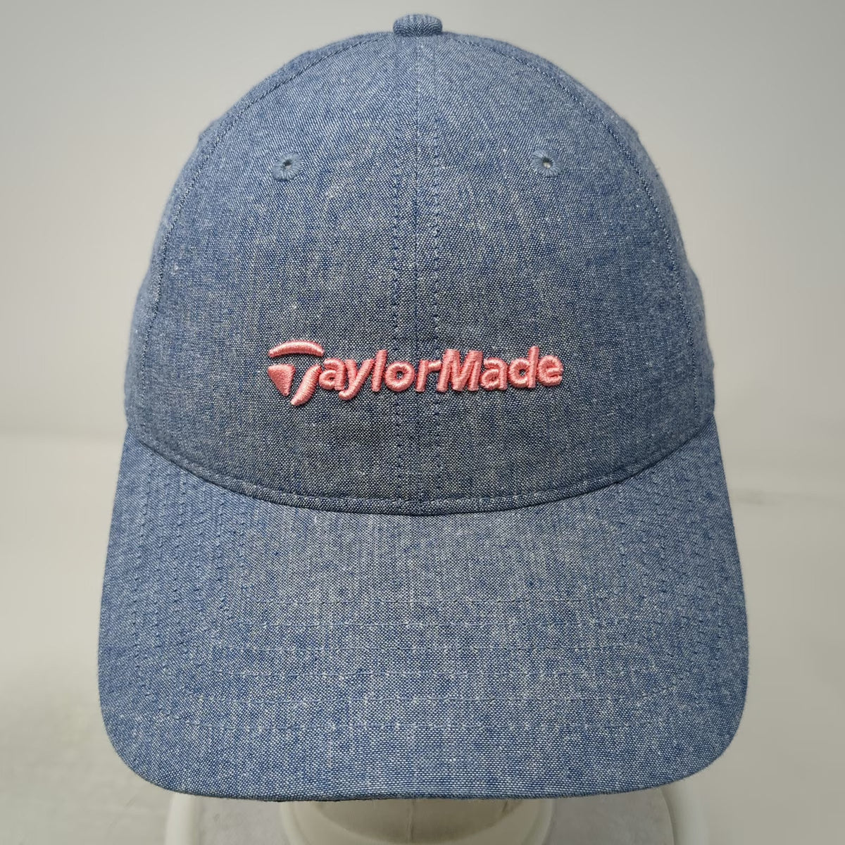 TaylorMade Baseball Cap Blue Pink One Size Cotton Chambray Logo Slideback Hat