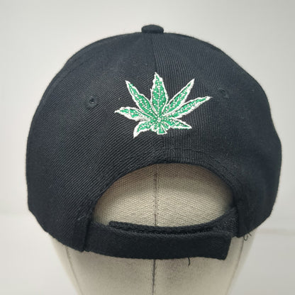 Baseball Cap Black One Size Embroidered Marijuana Leaf Pot Weed Strapback Hat