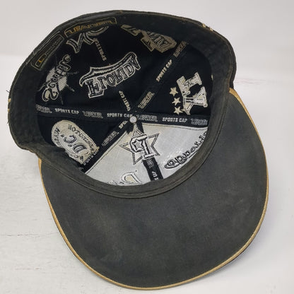 Leader Baseball Cap Black L Cities All Over Embroidery Fitted Flat Brim Hat