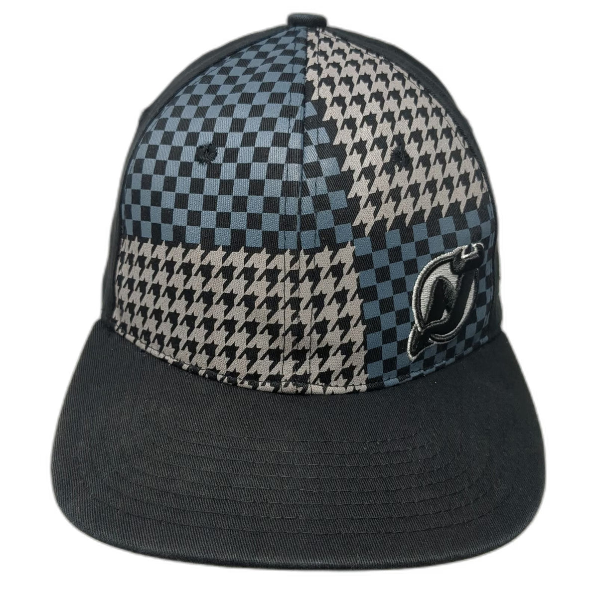 Zephyr New Jersey Devils NHL Baseball Cap Black Gray Blue XL Houndstooth Pattern