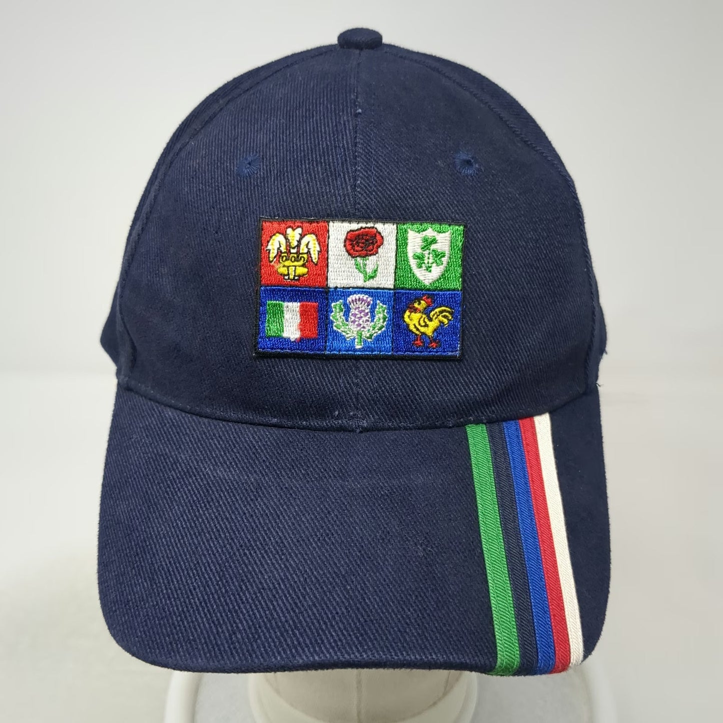 Lansdowne Baseball Cap Blue One Size Six Nations Rugby Patch Stripes Hat Cotton