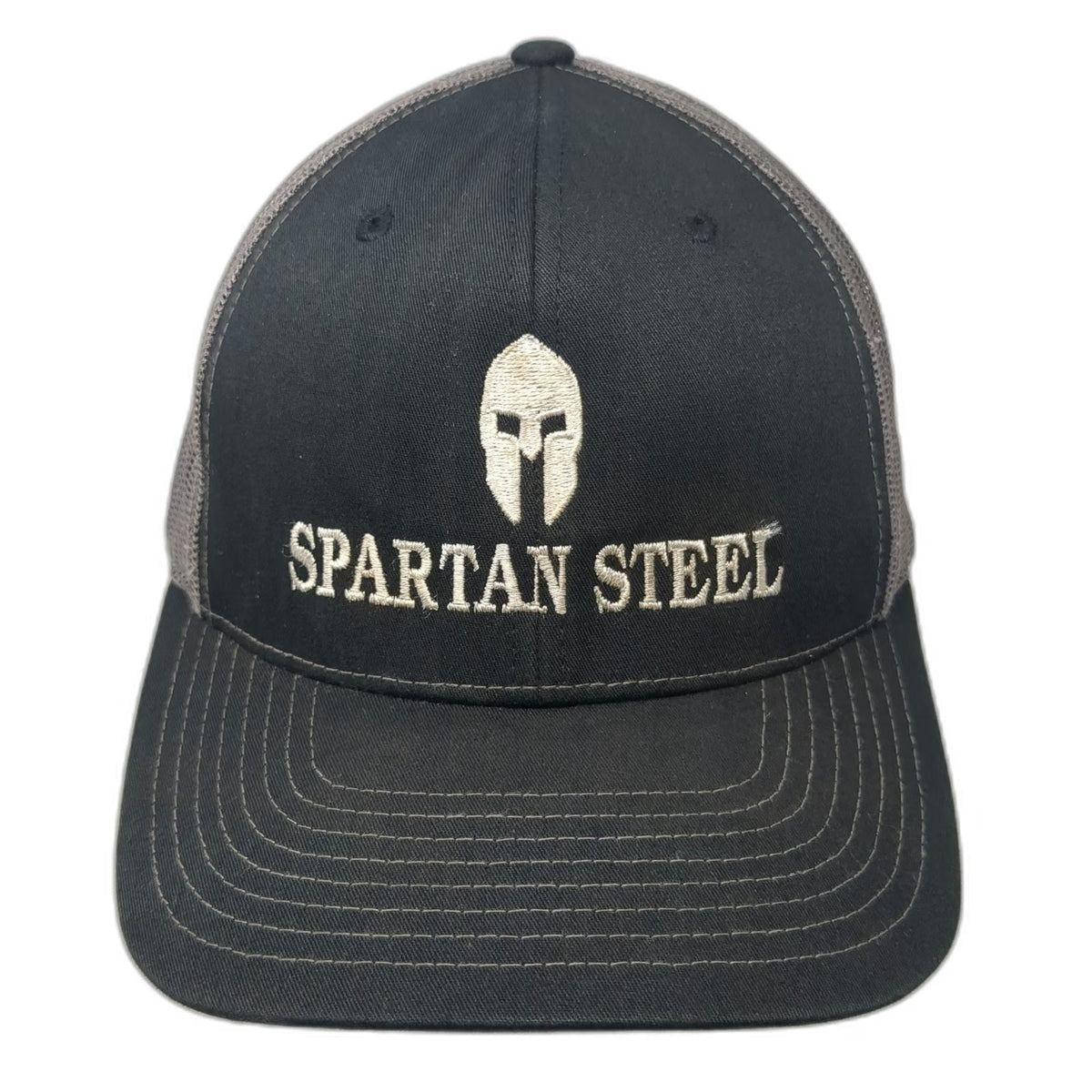 Richardson Trucker Hat Black One Size Spartan Steel Molon Labe Mesh Back Hat