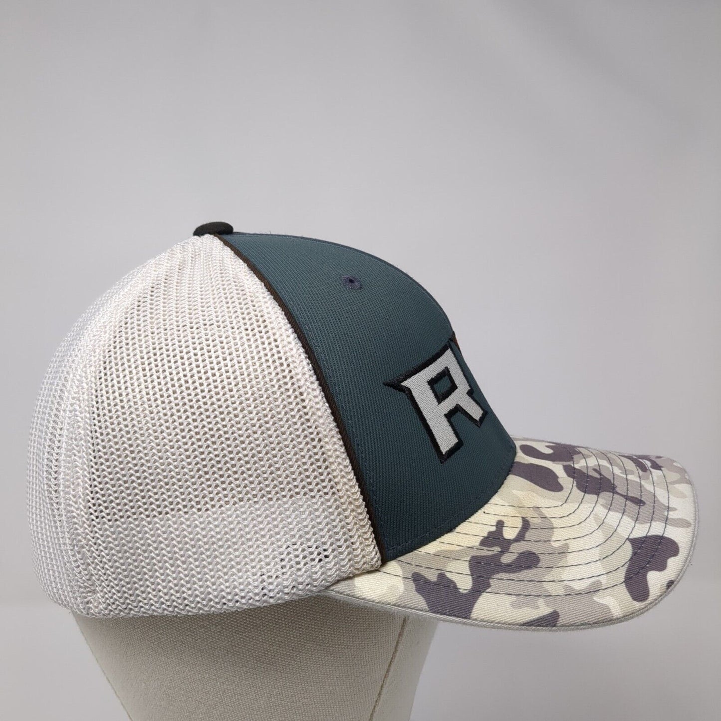 RW Fitted Mesh Back Trucker Hat Camo L-XL Flexfit Pacific Headwear