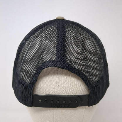 Mountain Snapback Trucker Hat Tan OS Adjustable Embroidered Mesh Richardson