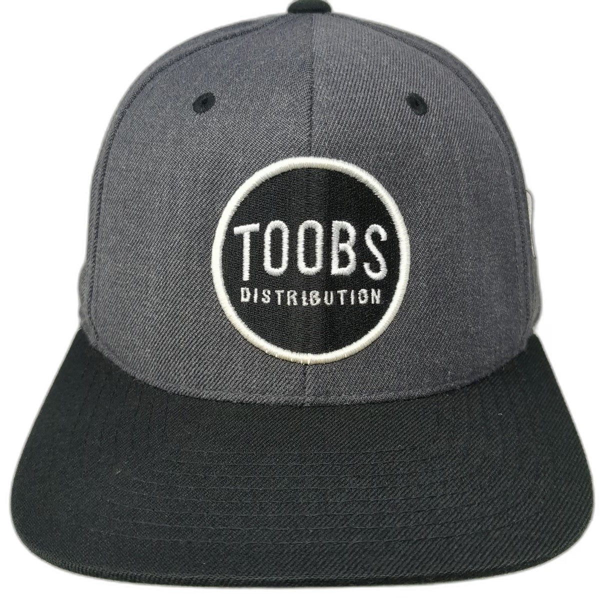 Yupoong Snapback Hat Gray Black One Size Toobs Distribution Patch Flat Brim