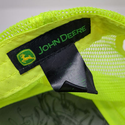 John Deere Trucker Hat Gray Green One Size Mesh Back Contrast Stitching Snapback