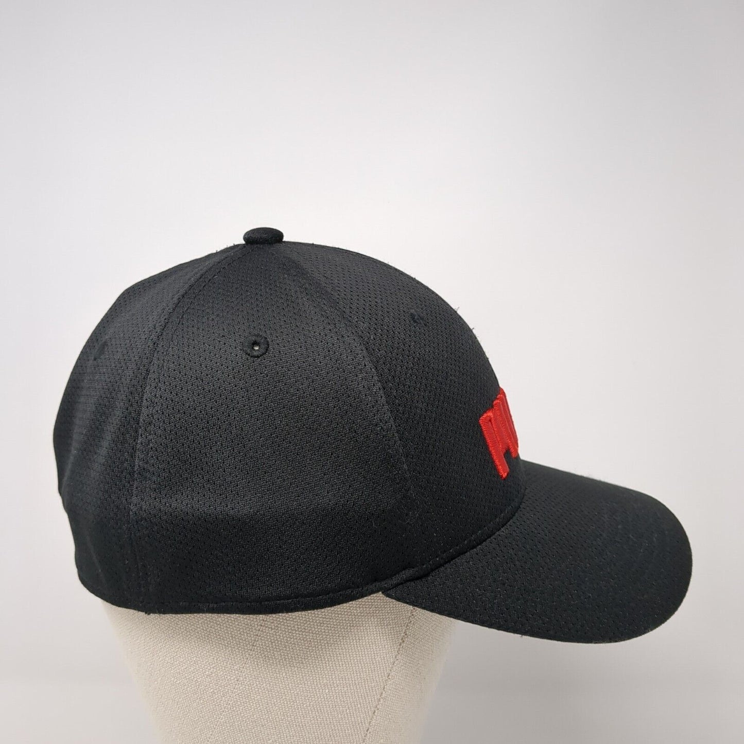 Puma Spell Out Fitted Hat Black L/XL Embroidered Logo Stretch Outdoor