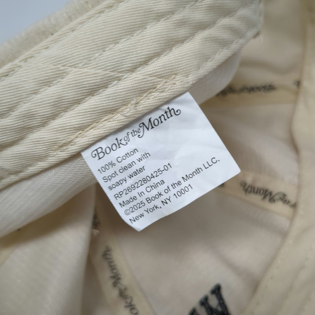 Book of the Month Beige Baseball Cap One Size Corduroy Well-read Side Logo Hat