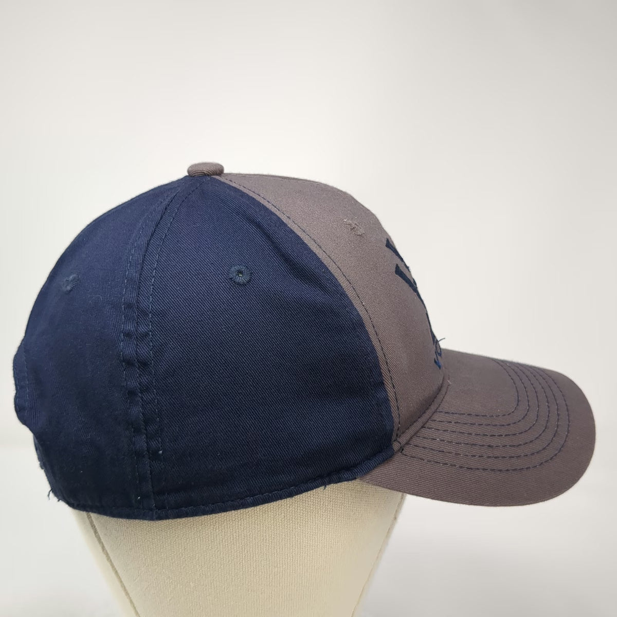 Vortex Snapback Hat Gray Blue One Size Embroidered Logo Two Tone Baseball Cap