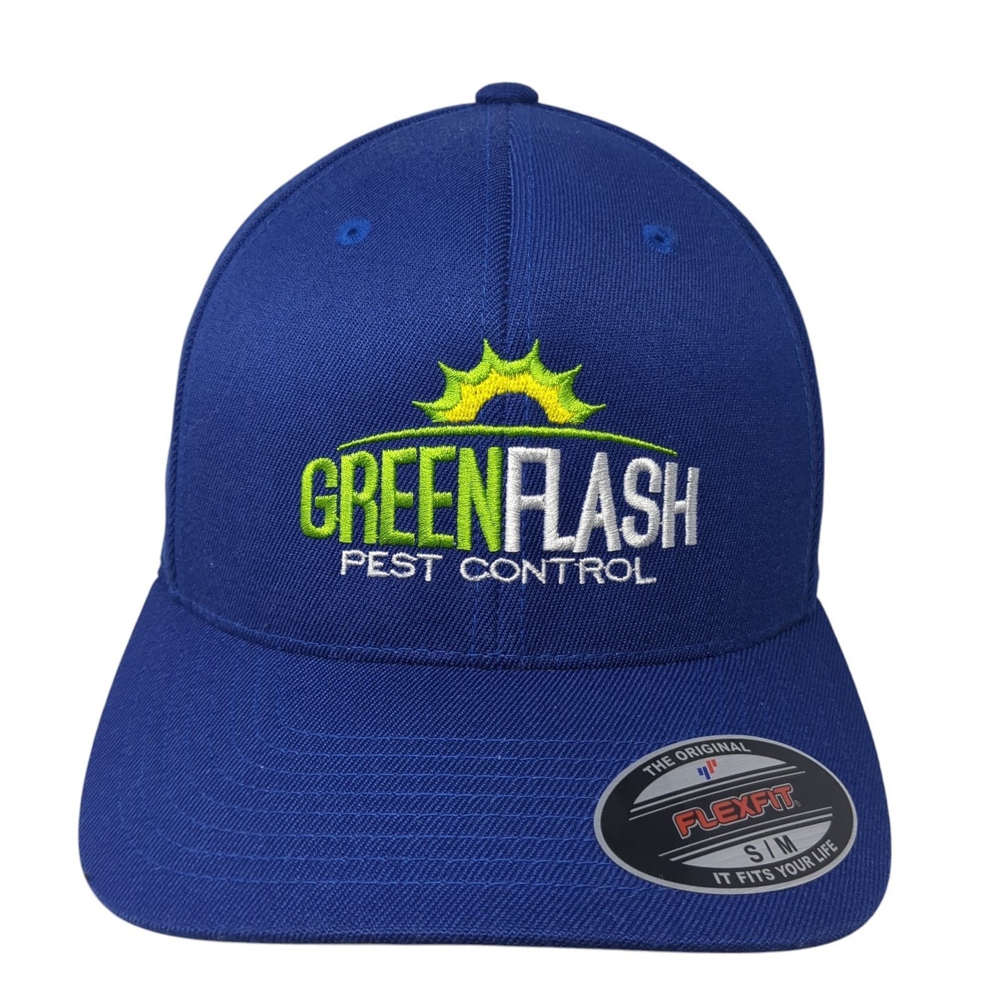 Green Flash Pest Control Airsman Baseball Cap Blue Medium Flexfit Port Authority