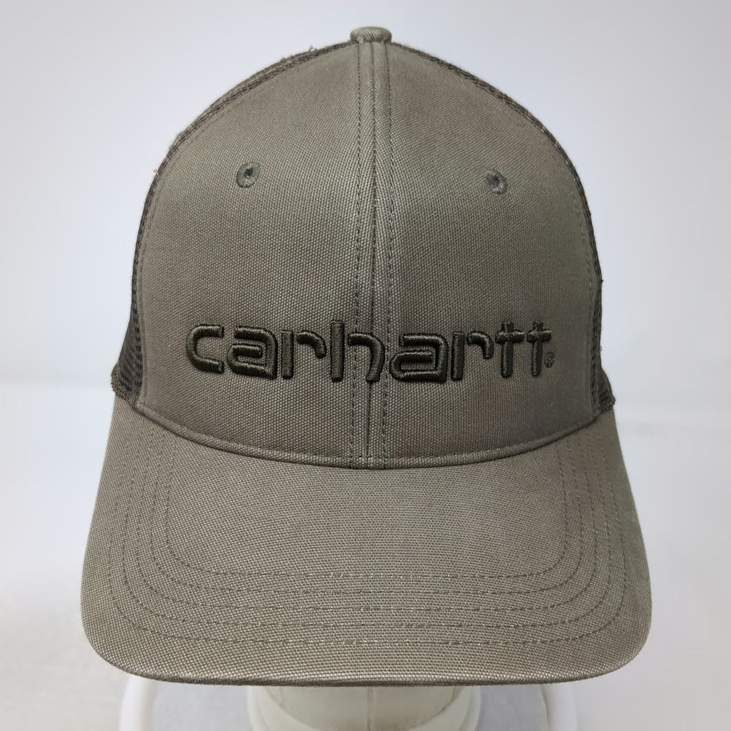 Carhartt Trucker Hat Gray Brown One Size Mesh Snapback Embroidered Logo