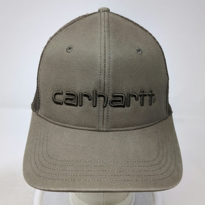 Carhartt Trucker Hat Gray Brown One Size Mesh Snapback Embroidered Logo