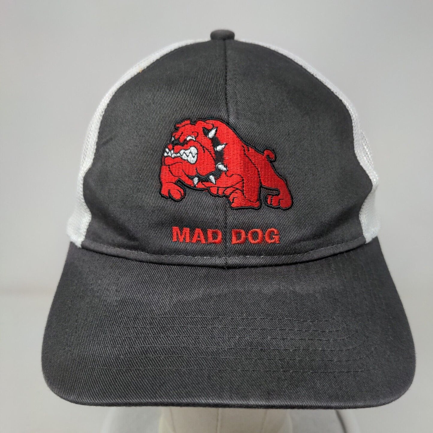 Mad Dog Snapback Trucker Hat Gray One Size Embroidered Mesh Back Cap America