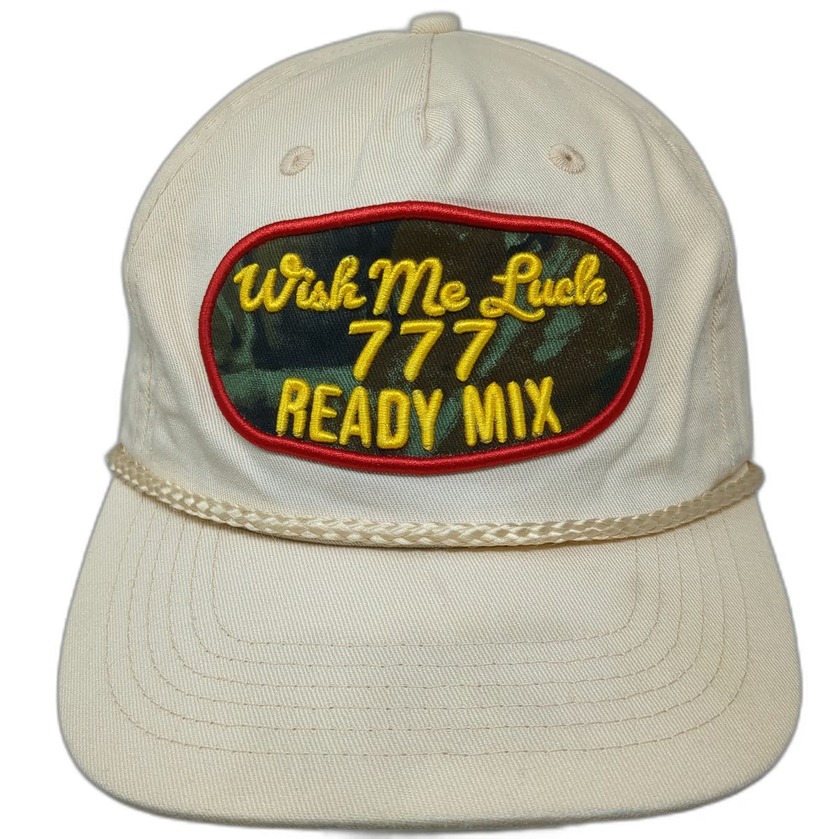 Wish Me Luck 5 Panel Beige One Size Hat Rope Camo Patch Snapback Ready Mix 777