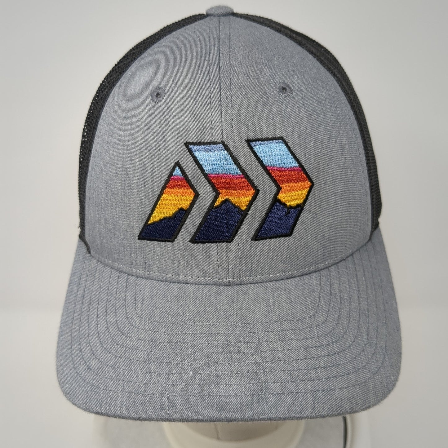 Mountain Snapback Trucker Hat Gray Large Adjustable Mesh Back Richardson