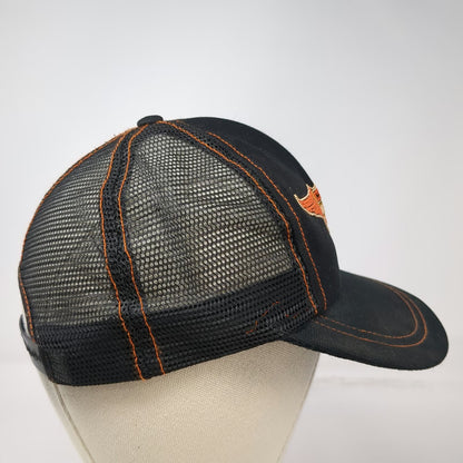 Harley-Davidson Trucker Hat Black Mesh Back Snapback Made in USA Orange Vintage