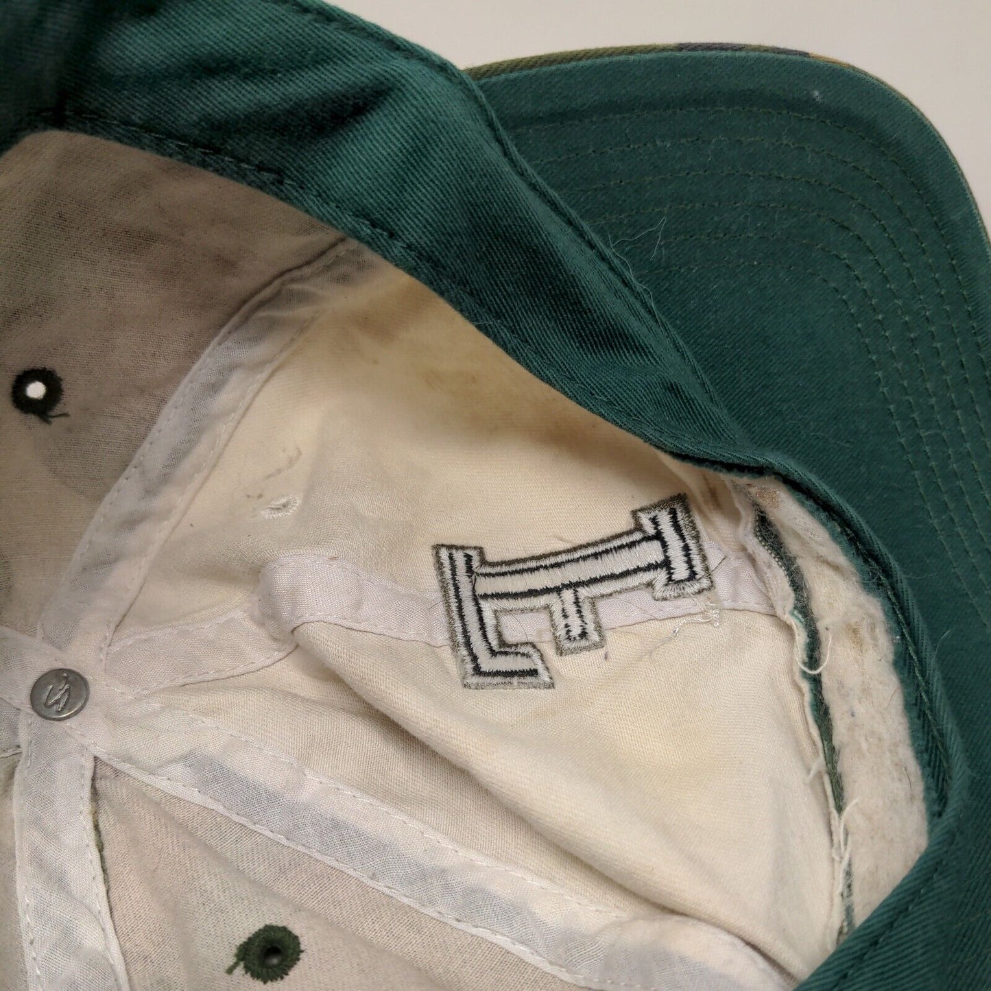 Unbranded Camo Slideback Hat Embroidered F Logo Adjustable Distressed Worn