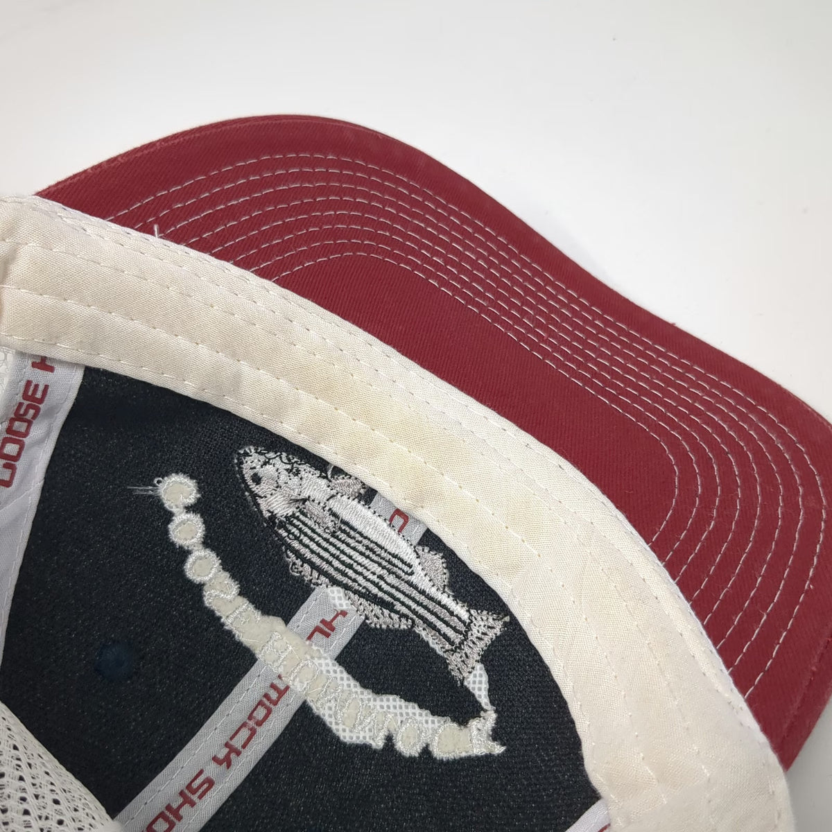 Goose Hummock Trucker Hat Blue Red One Size Striped Bass Cape Cod Snapback