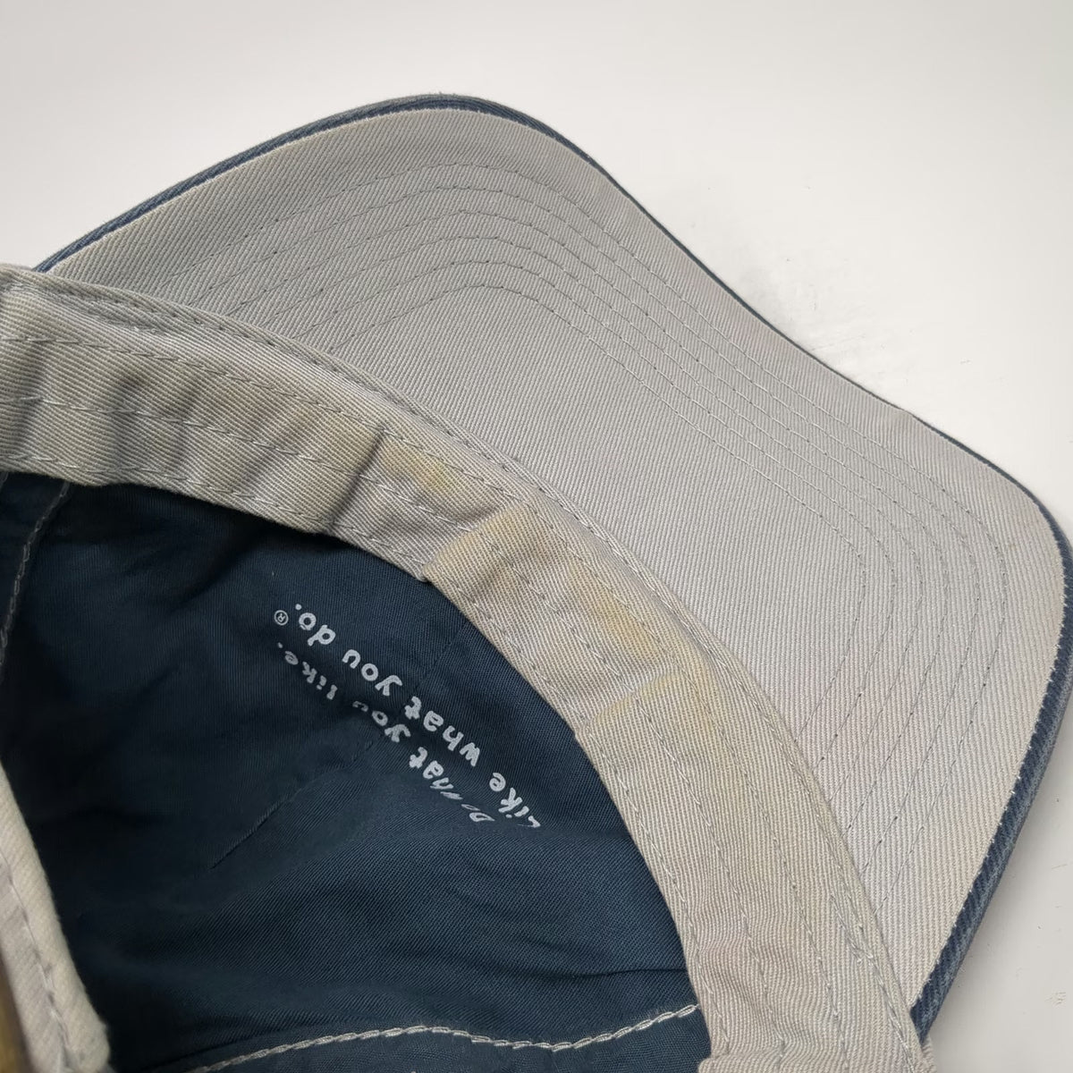 Life is good Blue Gray Baseball Cap One Size Distressed Patch Slideback Hat
