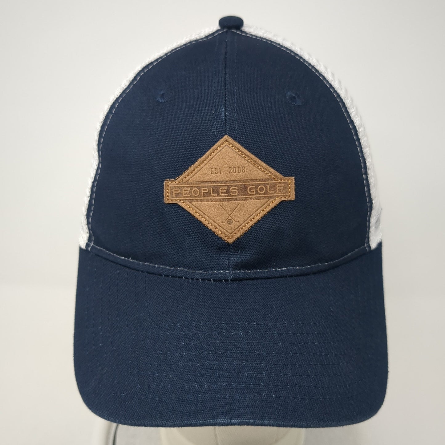 Peoples Golf Patch Snapback Trucker Hat Blue One Size Mesh Back Outdoor