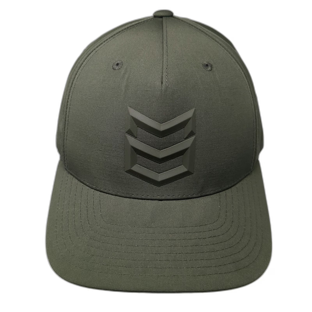 5 Panel Green Hat One Size Snapback Rubber Military Sergeant Chevron Tonal Logo