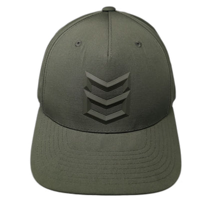 5 Panel Green Hat One Size Snapback Rubber Military Sergeant Chevron Tonal Logo