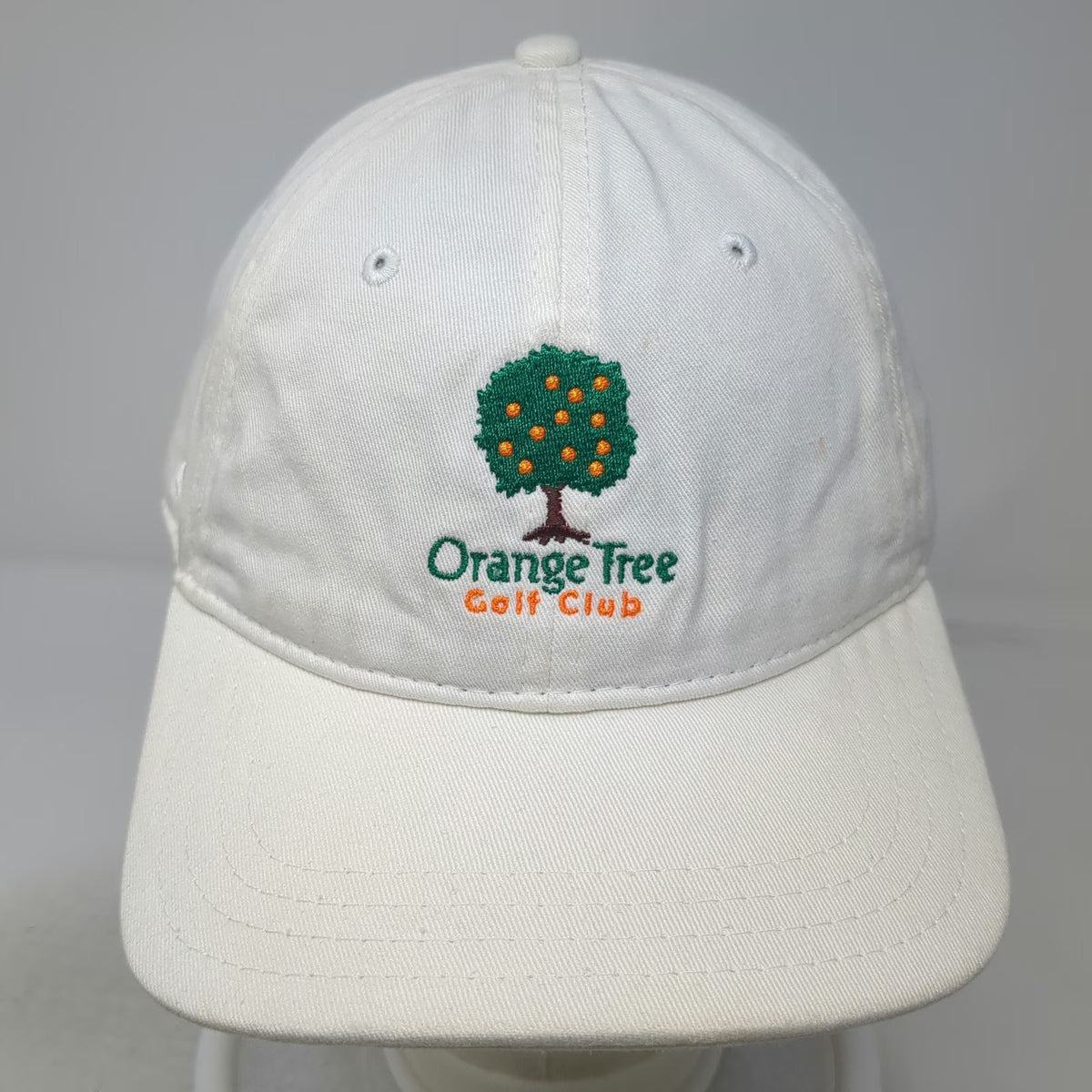 Pukka Baseball Cap White OSFM Slideback Orange Tree Golf Club Embroidered Hat