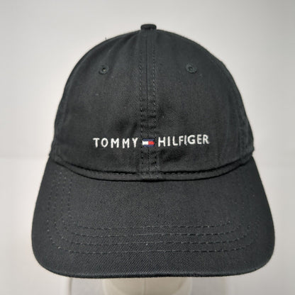 Tommy Hilfiger Slideback Hat Black One Size Embroidered Leather Strap