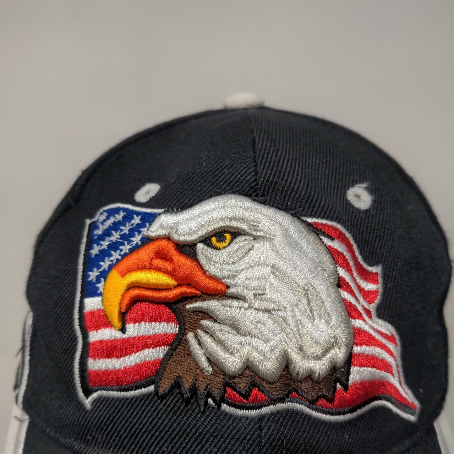 City Hunter Men's Strapback Hat Black Washington DC Bald Eagle Patriotic