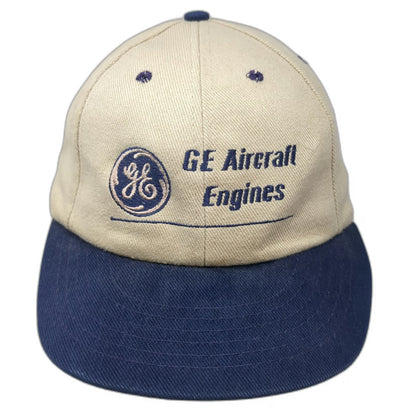 ESKCO GE Aircraft Engines Baseball Cap Beige Blue OSFM Strapback Two Tone Hat