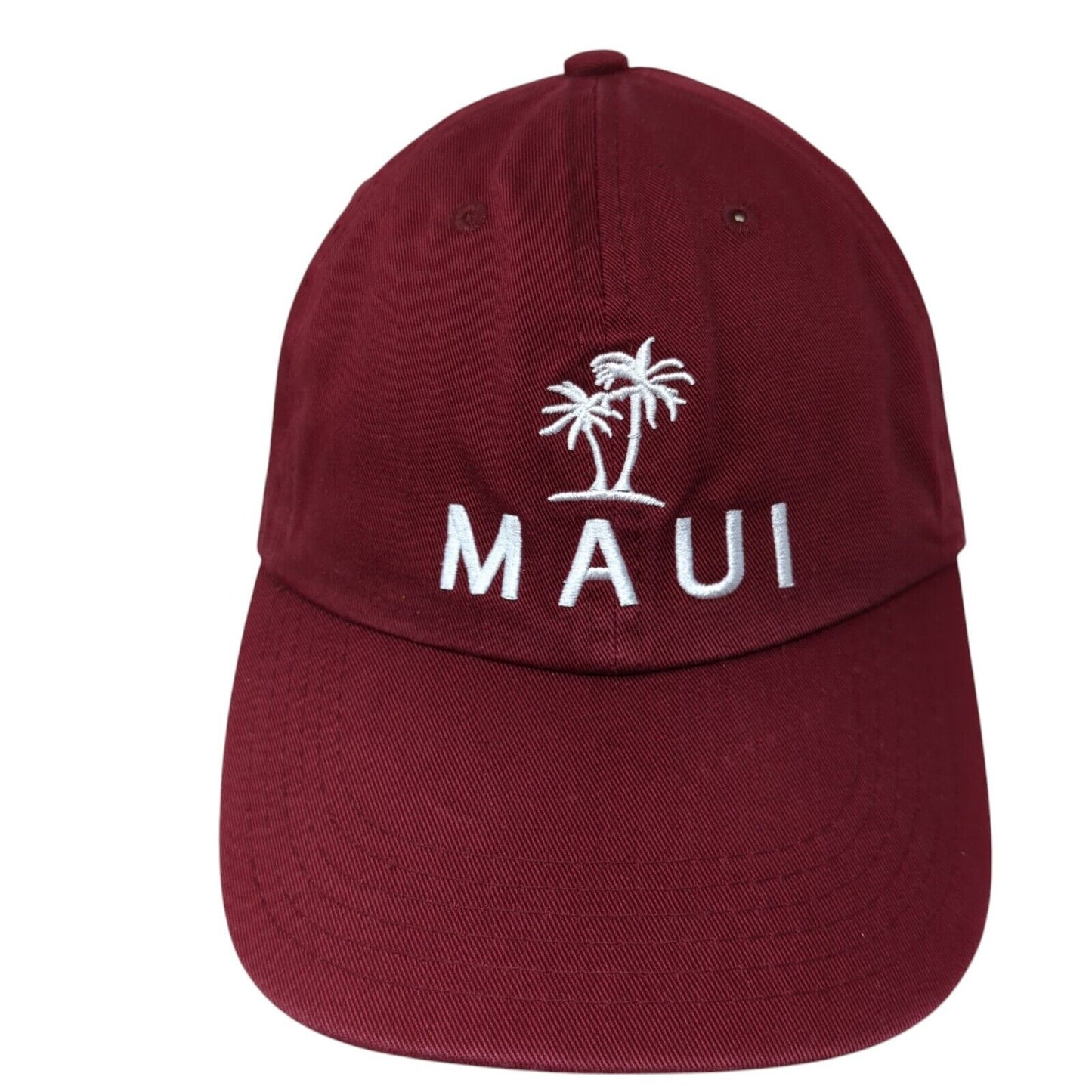 Maui Palm Trees Slideback Hat Red One Size Adjustable Solid 6 Panel