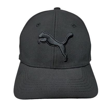 PUMA Fitted Hat Black L/XL Lightweight Embroidered Vented Holes 6 Panel
