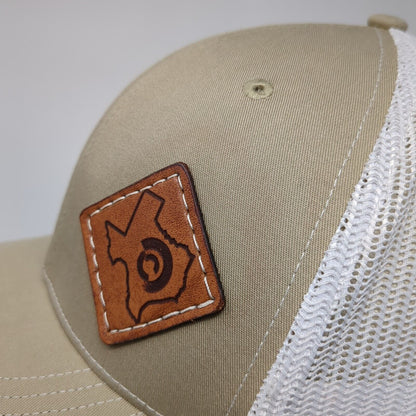 Richardson Snapback Mesh Back Trucker Hat Tan One Size Leather Patch