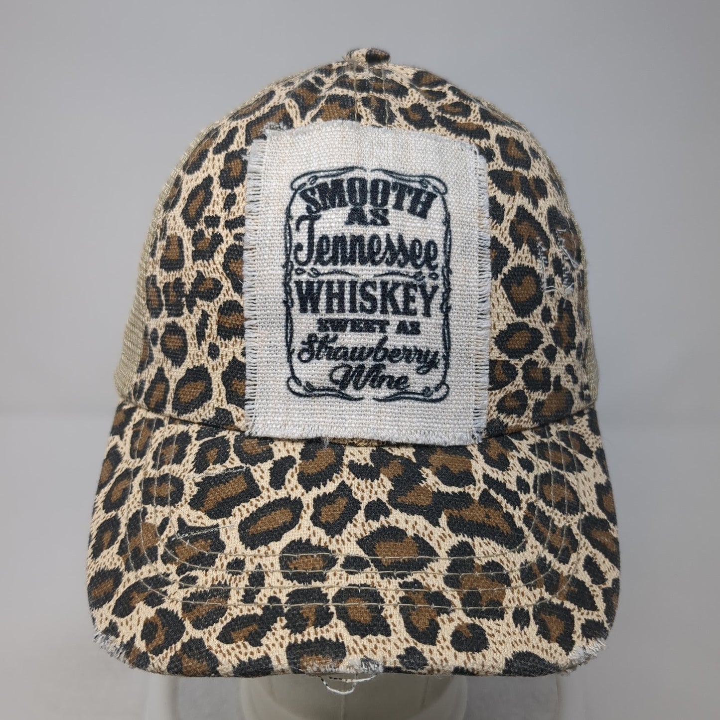 Smooth As Tennessee Whiskey Sweet Strawberry Wine Trucker Hat Multi OS Leopard