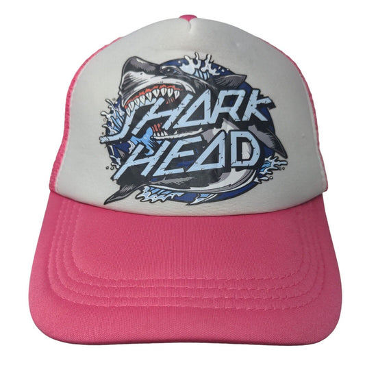 Shark Head Snapback Trucker Hat Pink One Size Mesh Back Adjustable