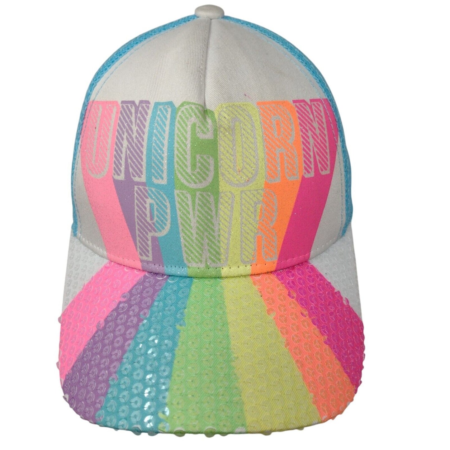 Unicorn PWR Snapback Trucker Hat Multicolor OSFA Mesh Back Claire's