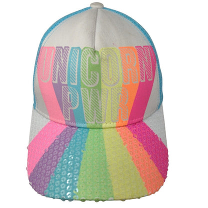 Unicorn PWR Snapback Trucker Hat Multicolor OSFA Mesh Back Claire's