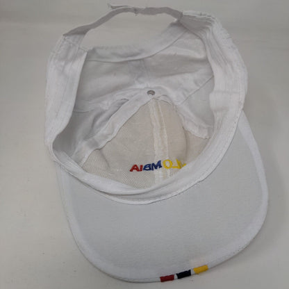 Colombia Strapback Hat White One Size Adjustable Embroidered Striped