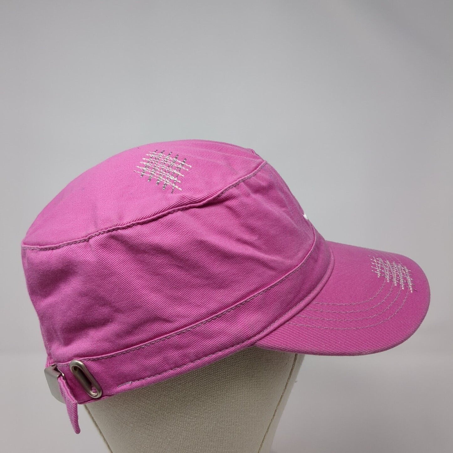 In Pink Cadet Army Cap Pink One Size Adjustable Embroidered Distressed Cotton