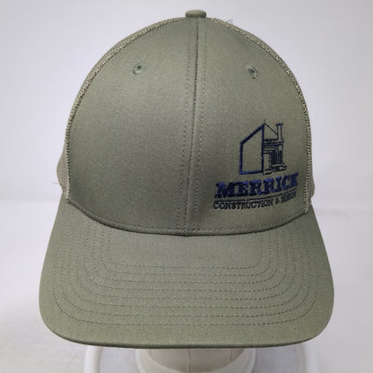 Richardson Trucker Hat Green OSFM Snapback Mesh Merrick Construction Logo 112