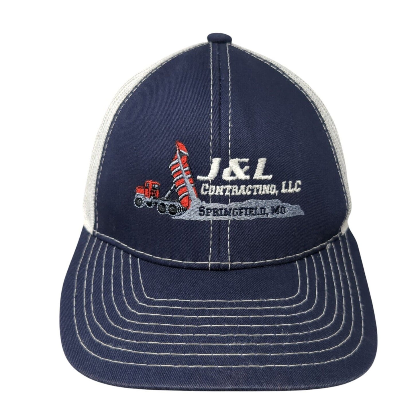 J & L Contracting LLC Strapback Trucker Hat Blue One Size Mesh Back