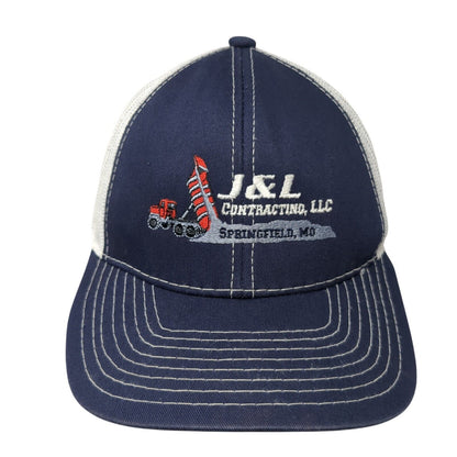 J & L Contracting LLC Strapback Trucker Hat Blue One Size Mesh Back