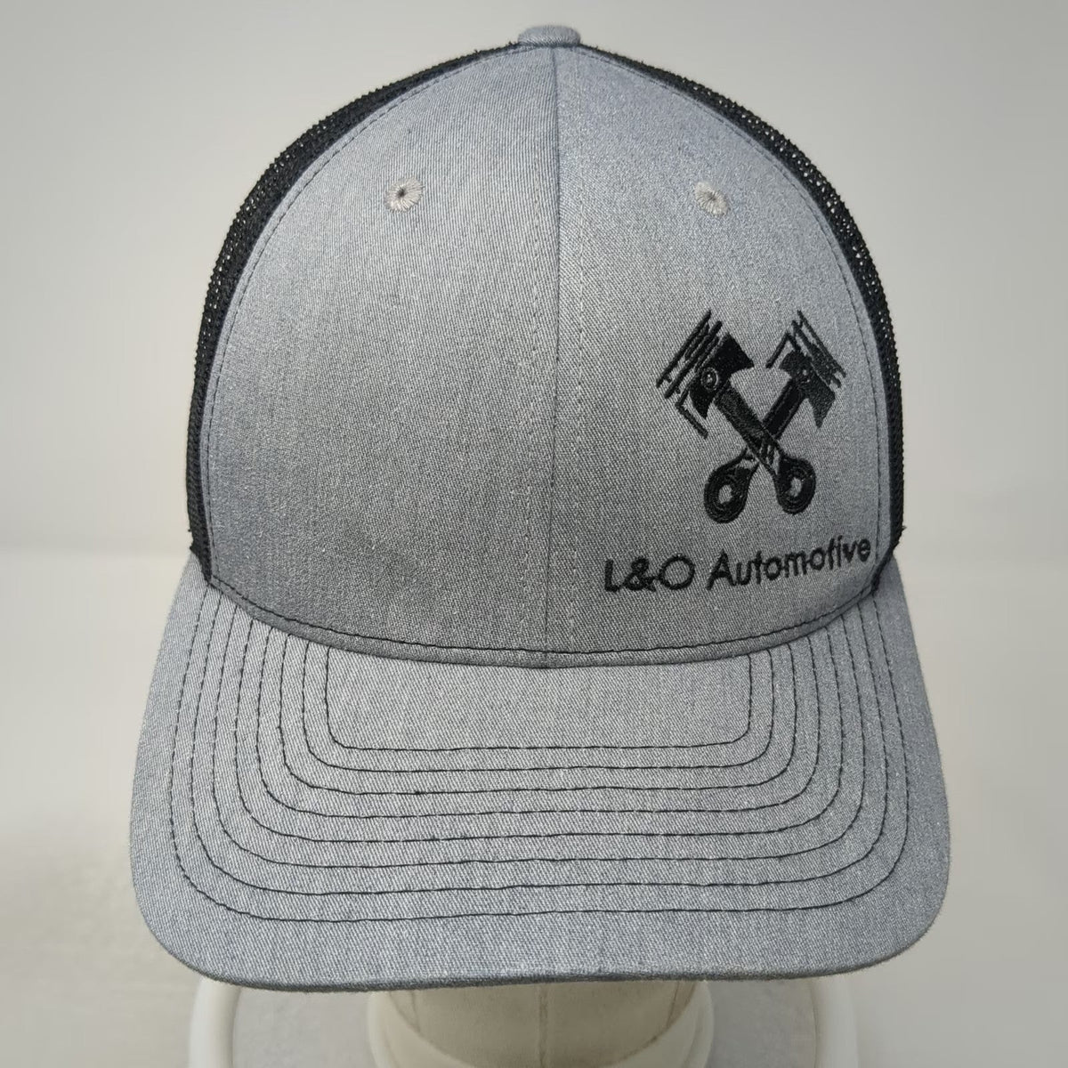 Richardson Trucker Hat Gray One Size L&O Automotive Piston Mesh Snapback Repair
