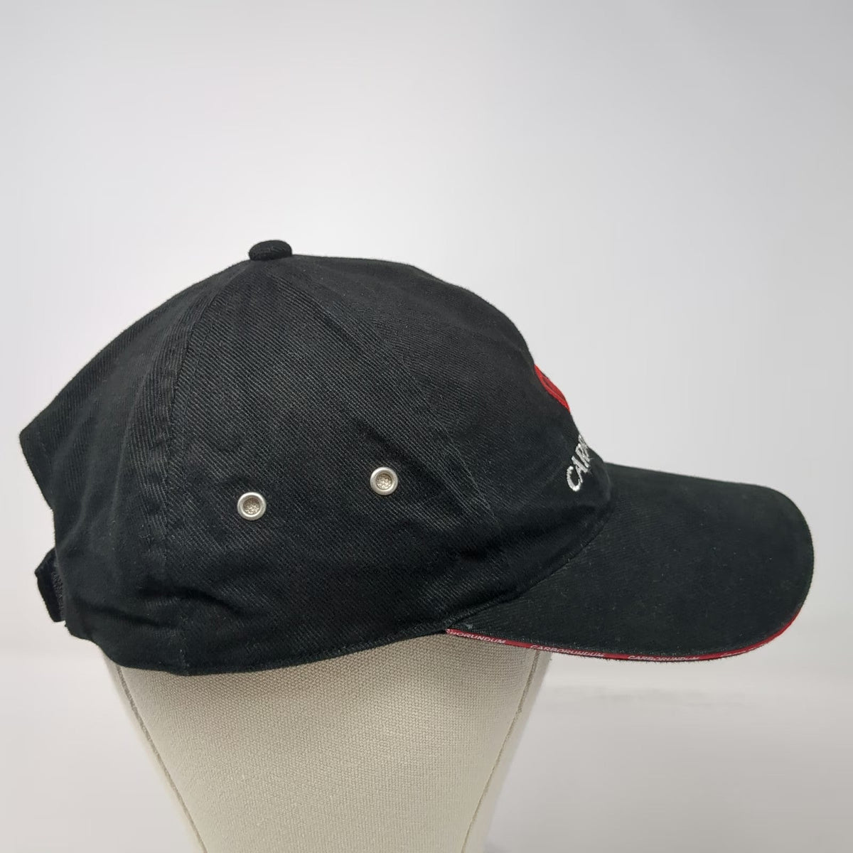 Archibald Baseball Cap Black One Size Carborundum Logo Strapback Eyelets Hat
