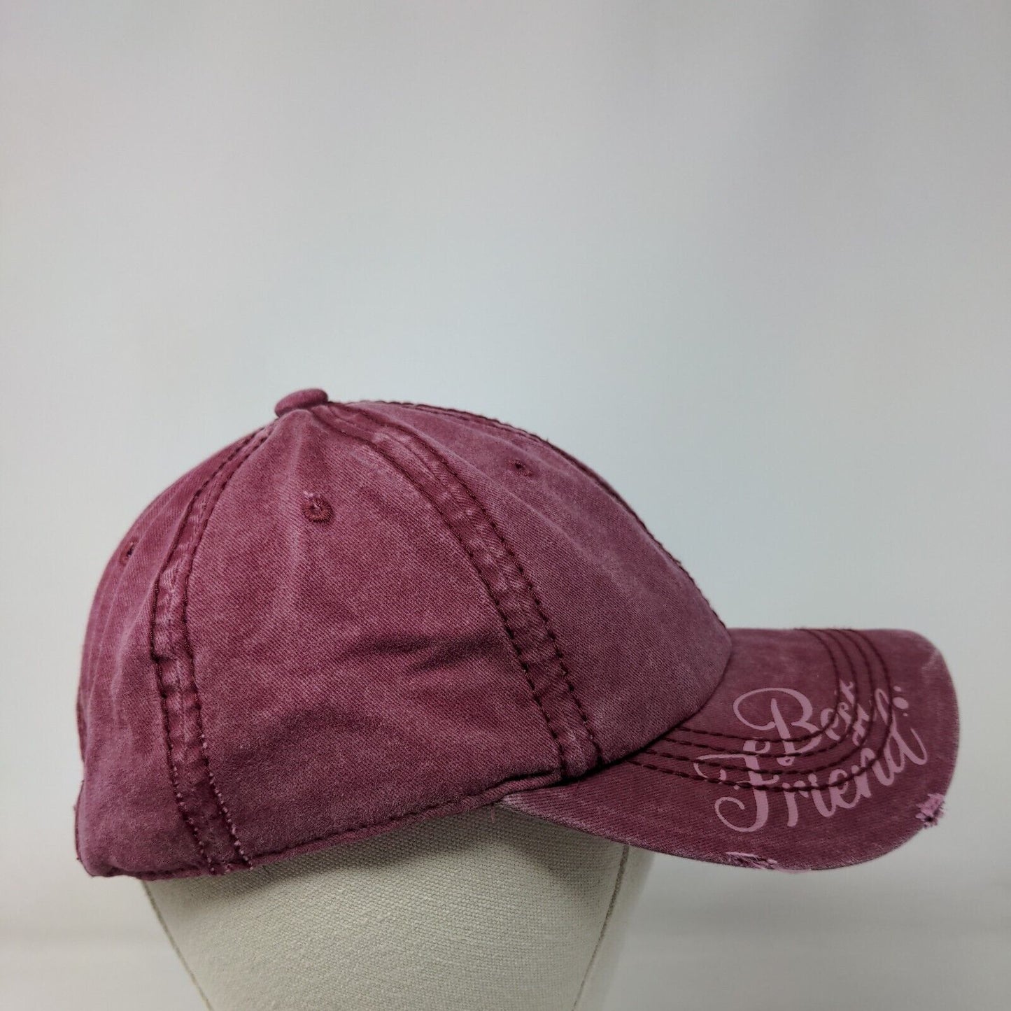 Best Friend Slideback Hat Red One Size Adjustable Patch Logo Pit Bull Distressed