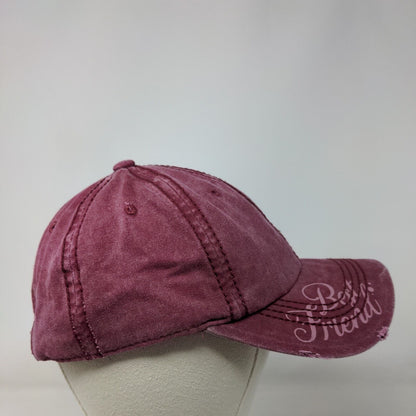 Best Friend Slideback Hat Red One Size Adjustable Patch Logo Pit Bull Distressed