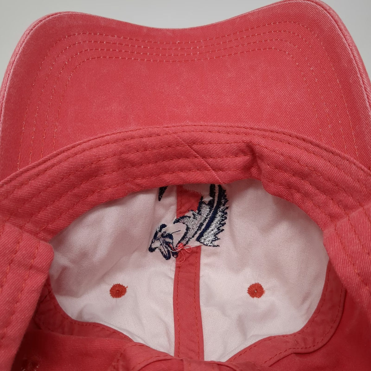 Ahead Baseball Cap Red One Size Fish Hook Logo Cotton Hat Slideback Curved Brim
